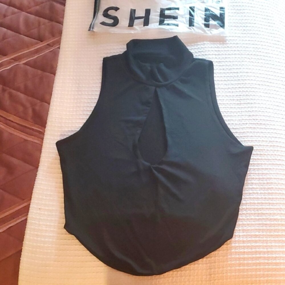 Black Sleeveless Top With Keyhole Cutout.. SEXY